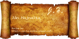 Ján Hajnalka névjegykártya